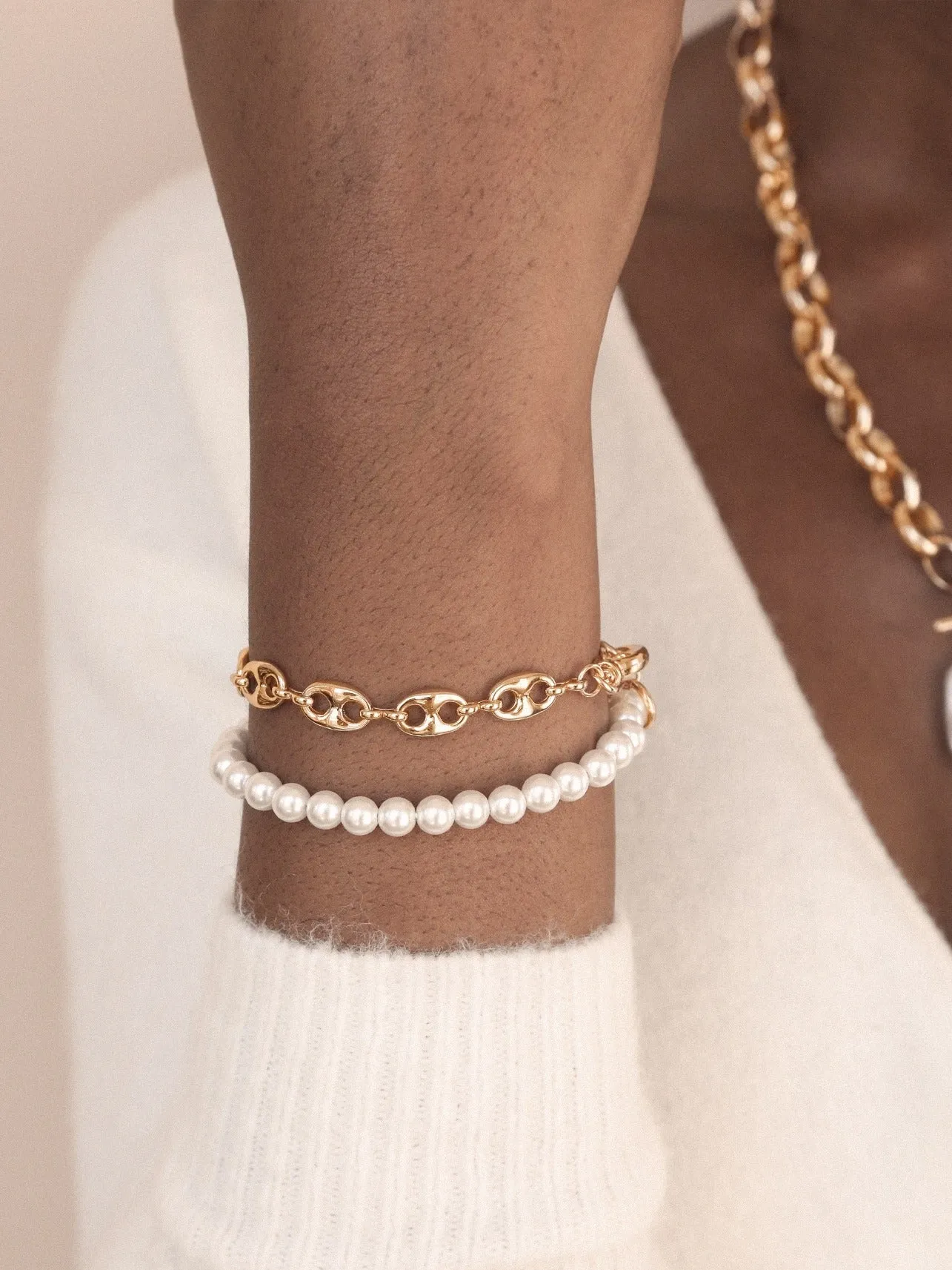 Pearl and Chain Wrap Bracelet sold by Boston Proper product image thumbnail 3