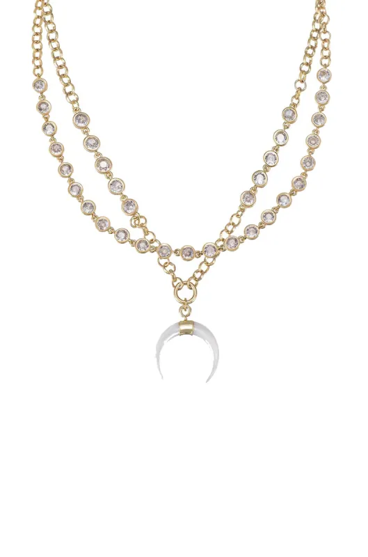Crystal Dotted Horn Pendant Necklace Set sold by Boston Proper