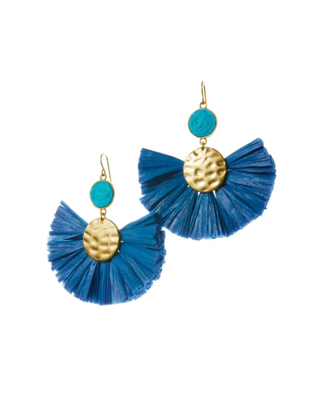 Raffia Statement Earrings Blue sold by Boston Proper