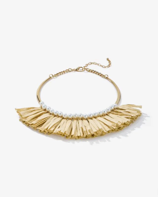 Pearl and Raffia Necklace Gold Multi sold by Boston Proper