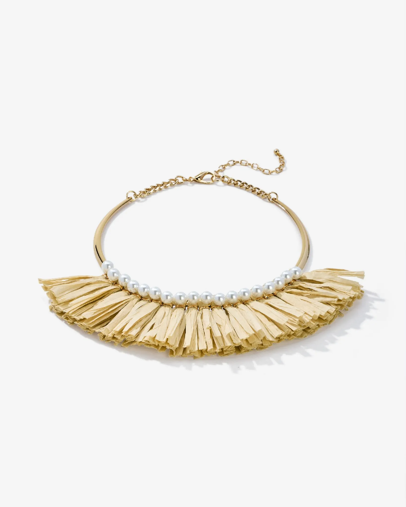 Pearl and Raffia Necklace Gold Multi sold by Boston Proper