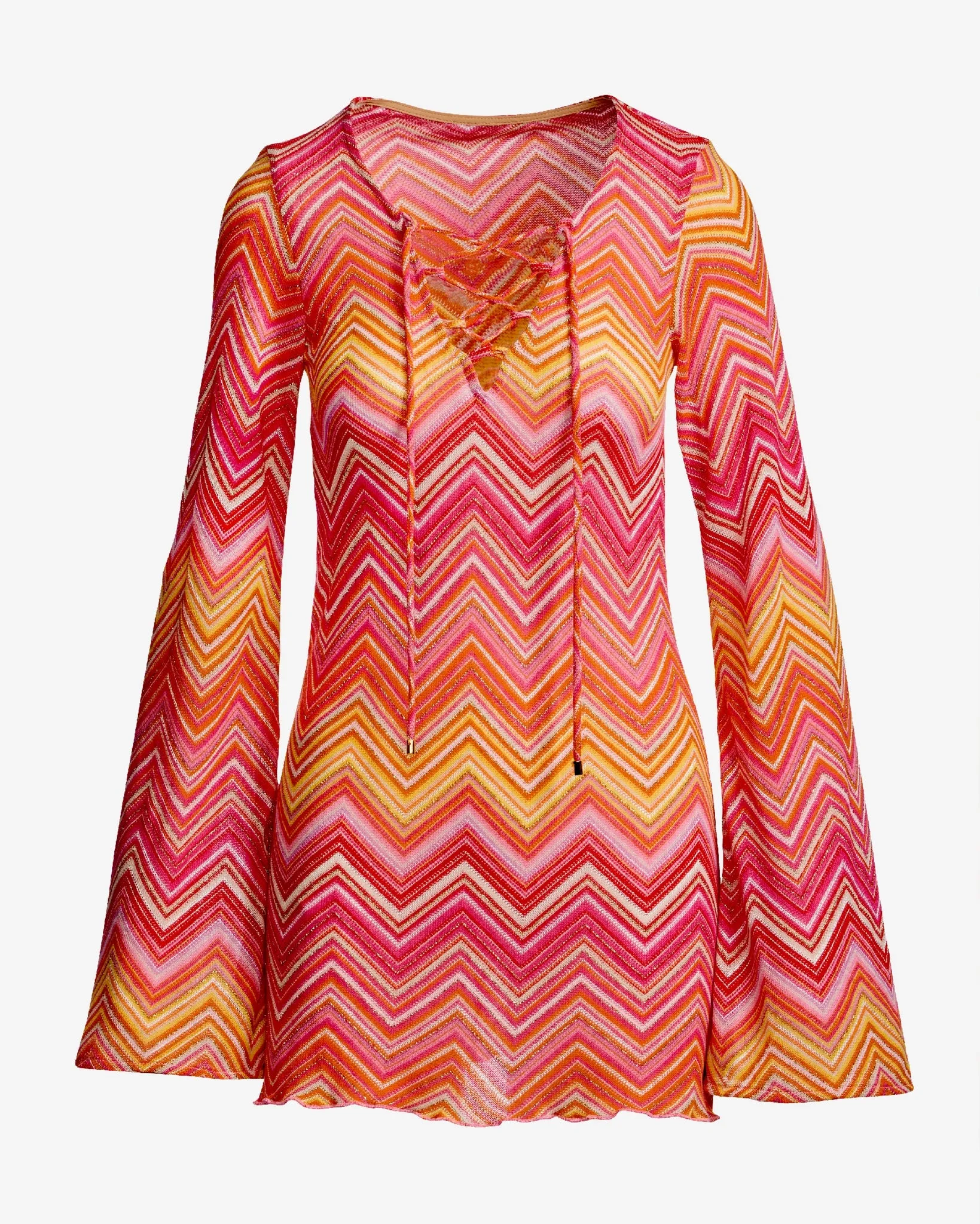 Metallic Chevron Lace Up Coverup Dress Pink Multi sold by Boston Proper product image thumbnail 2
