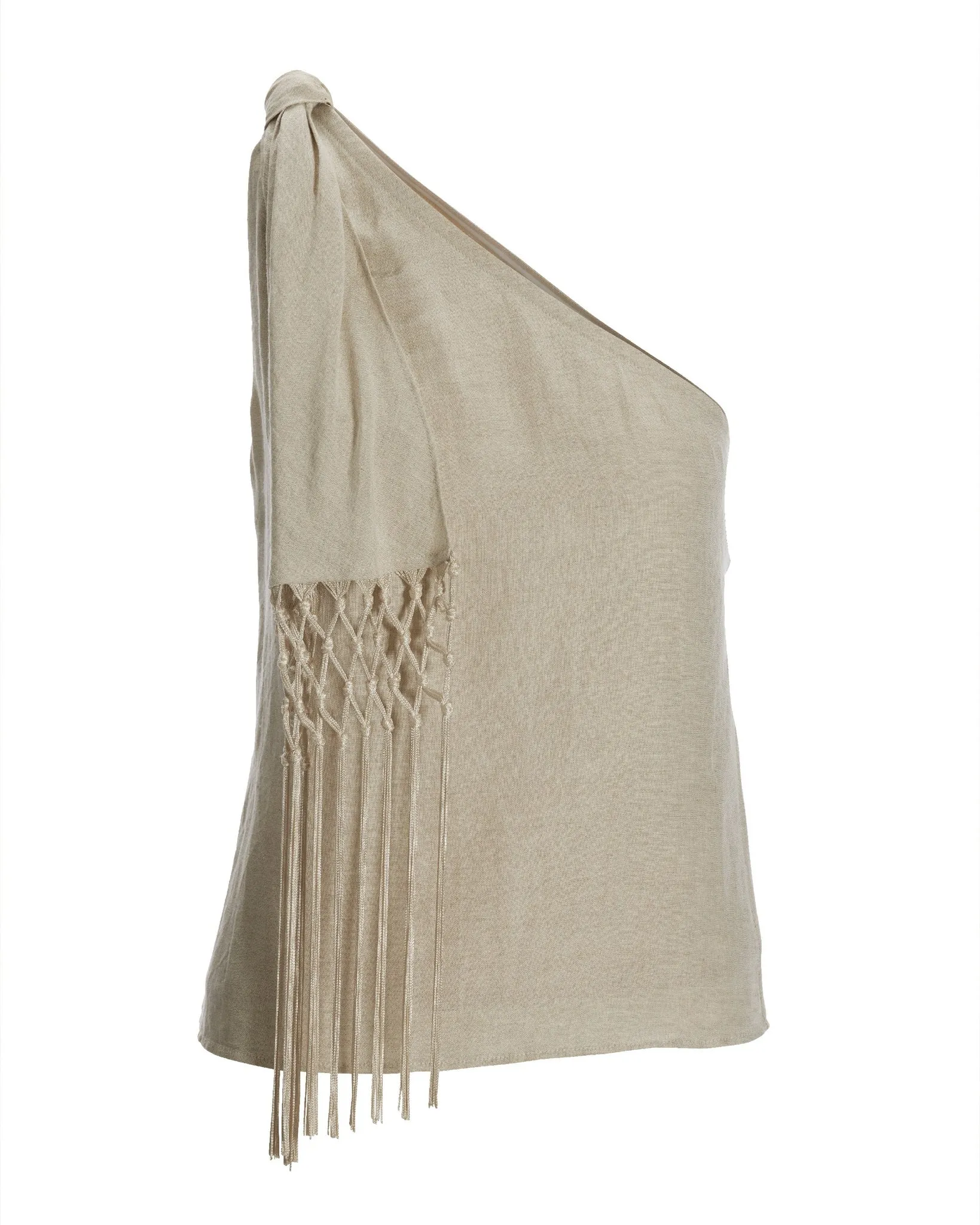 Linen Fringe One Shoulder Top Flax sold by Boston Proper product image thumbnail 2