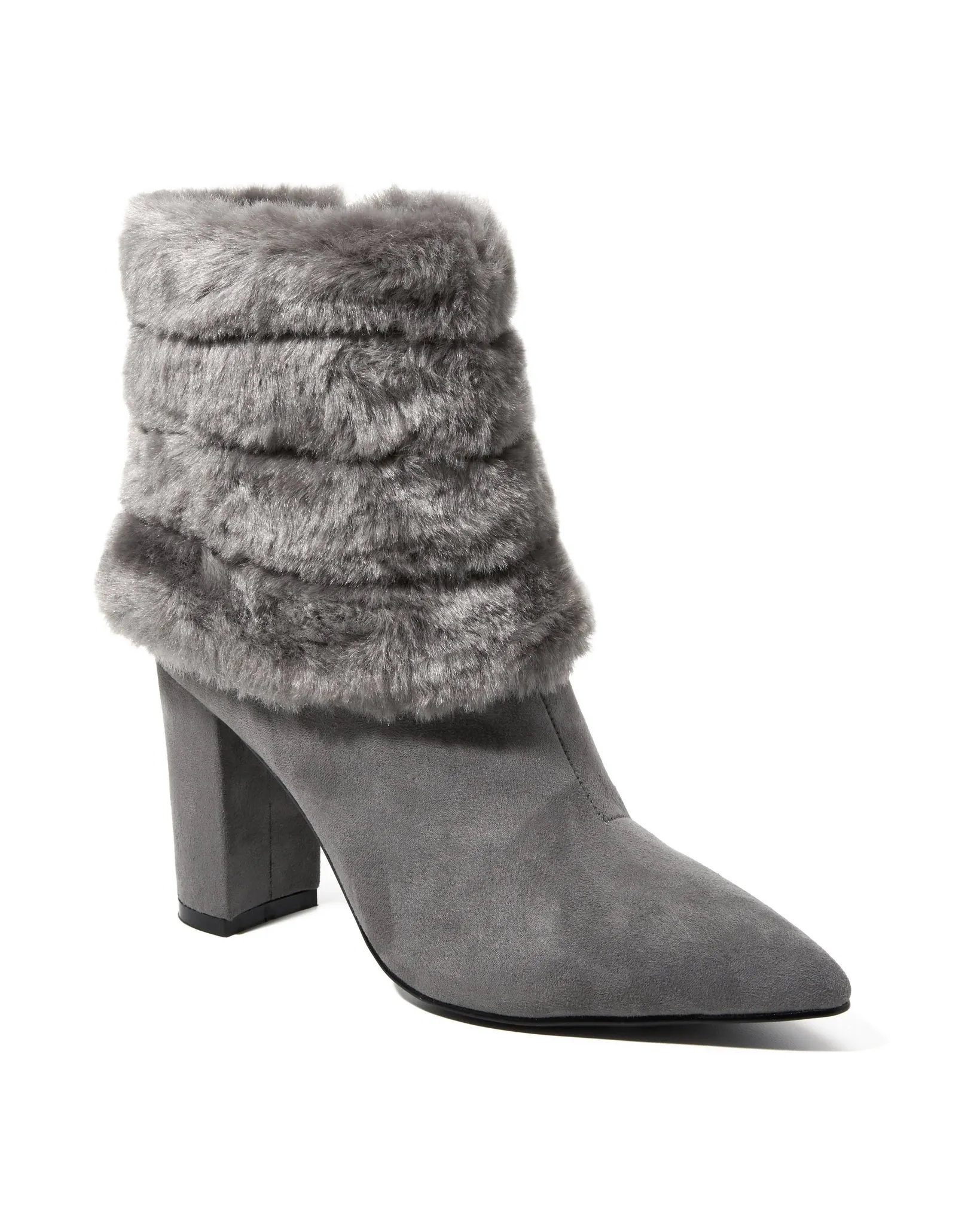 Fur Trim Suede Ankle Bootie Gray sold by Boston Proper