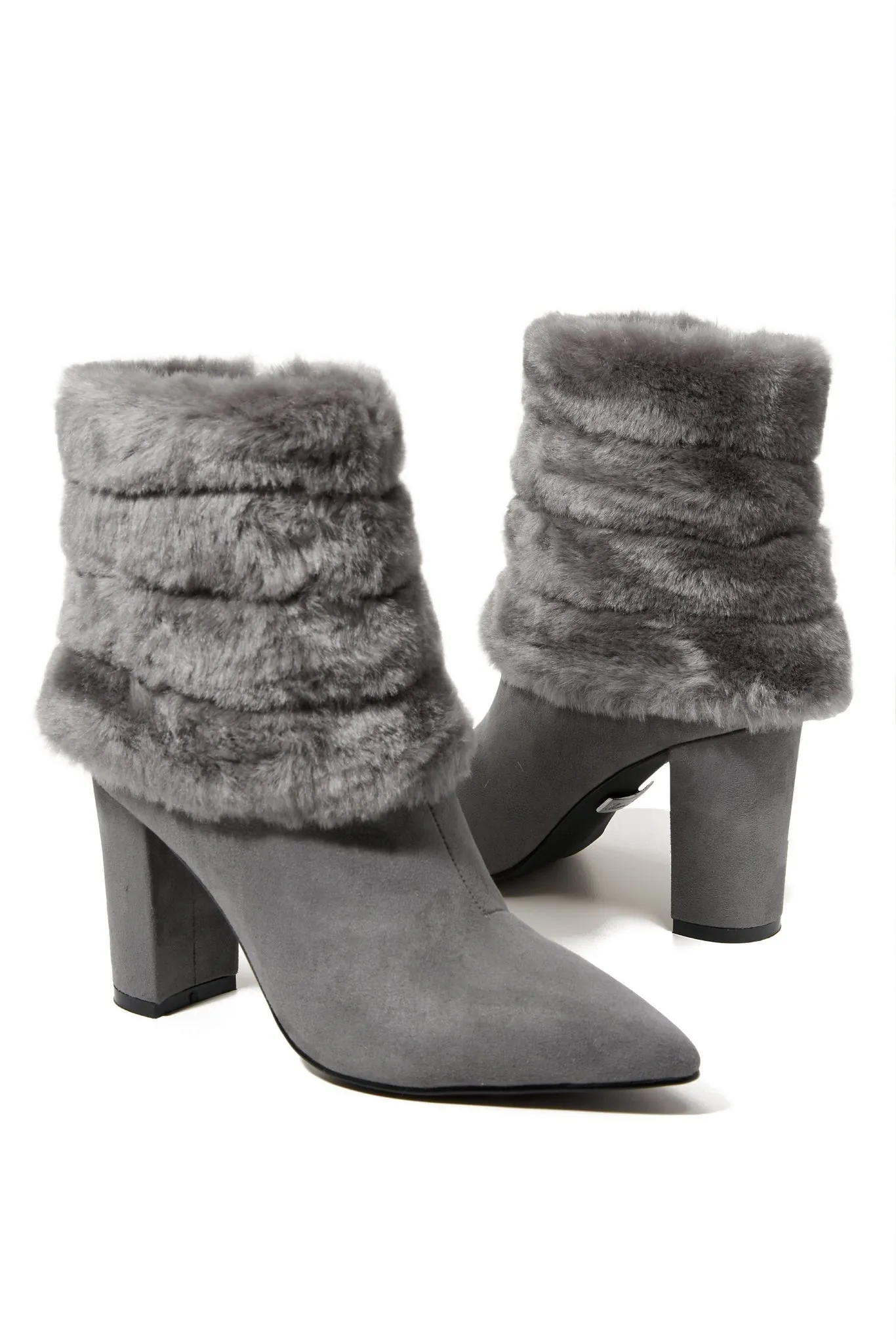 Fur Trim Suede Ankle Bootie Gray sold by Boston Proper product image thumbnail 2