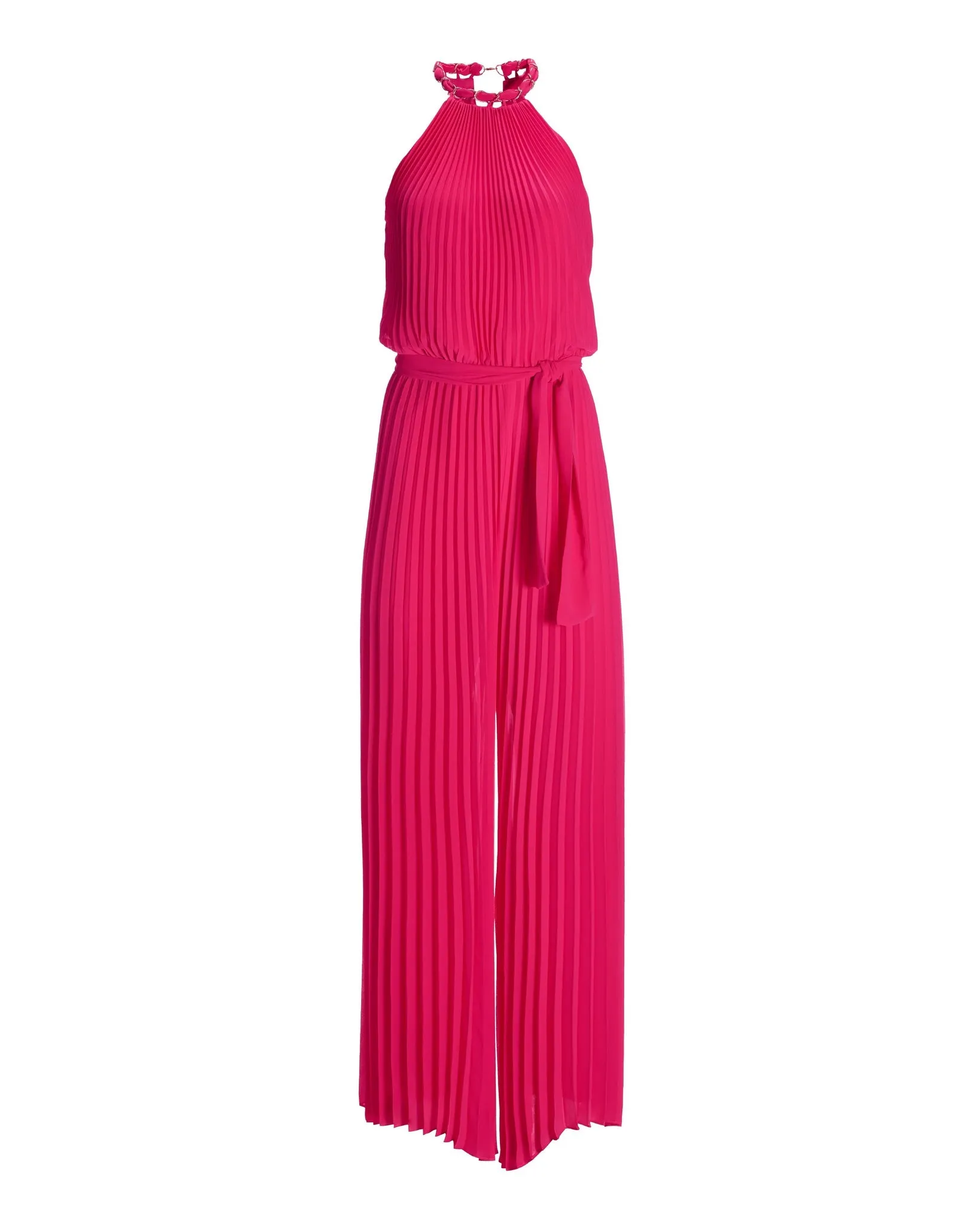Chain Detail High Neck Pleated Jumpsuit Magenta sold by Boston Proper product image thumbnail 2