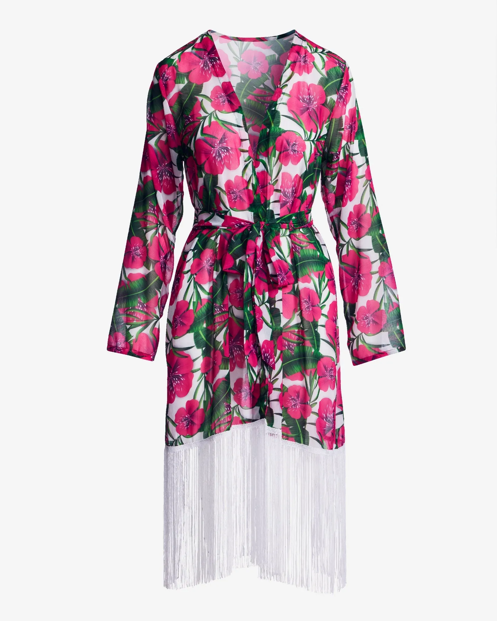 Tropical Printed Fringe Coverup White Multi sold by Boston Proper product image thumbnail 2