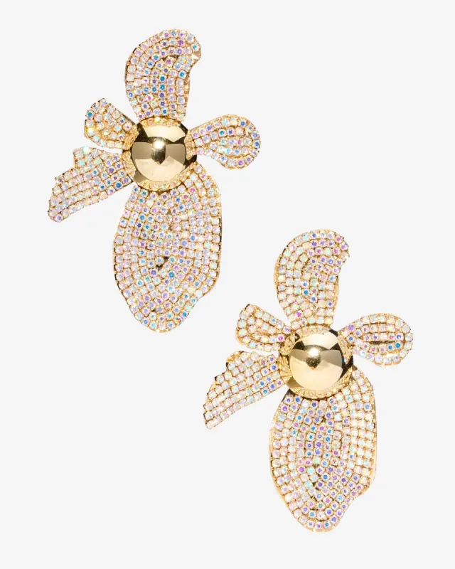Rhinestone Flower Earring Gold sold by Boston Proper