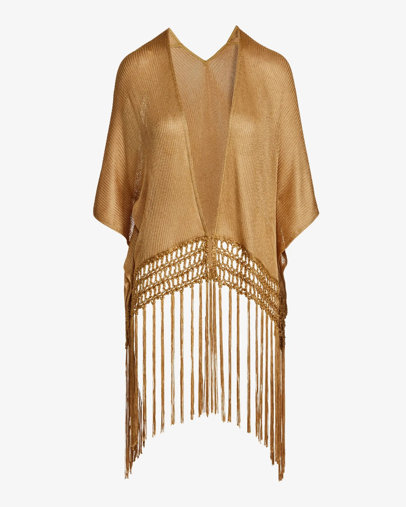 Macramé Fringe Poncho Tan sold by Boston Proper product image thumbnail 2