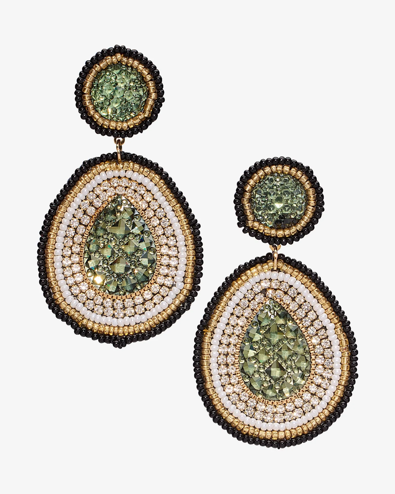 Beaded Stone Tear Drop Earring Olive sold by Boston Proper