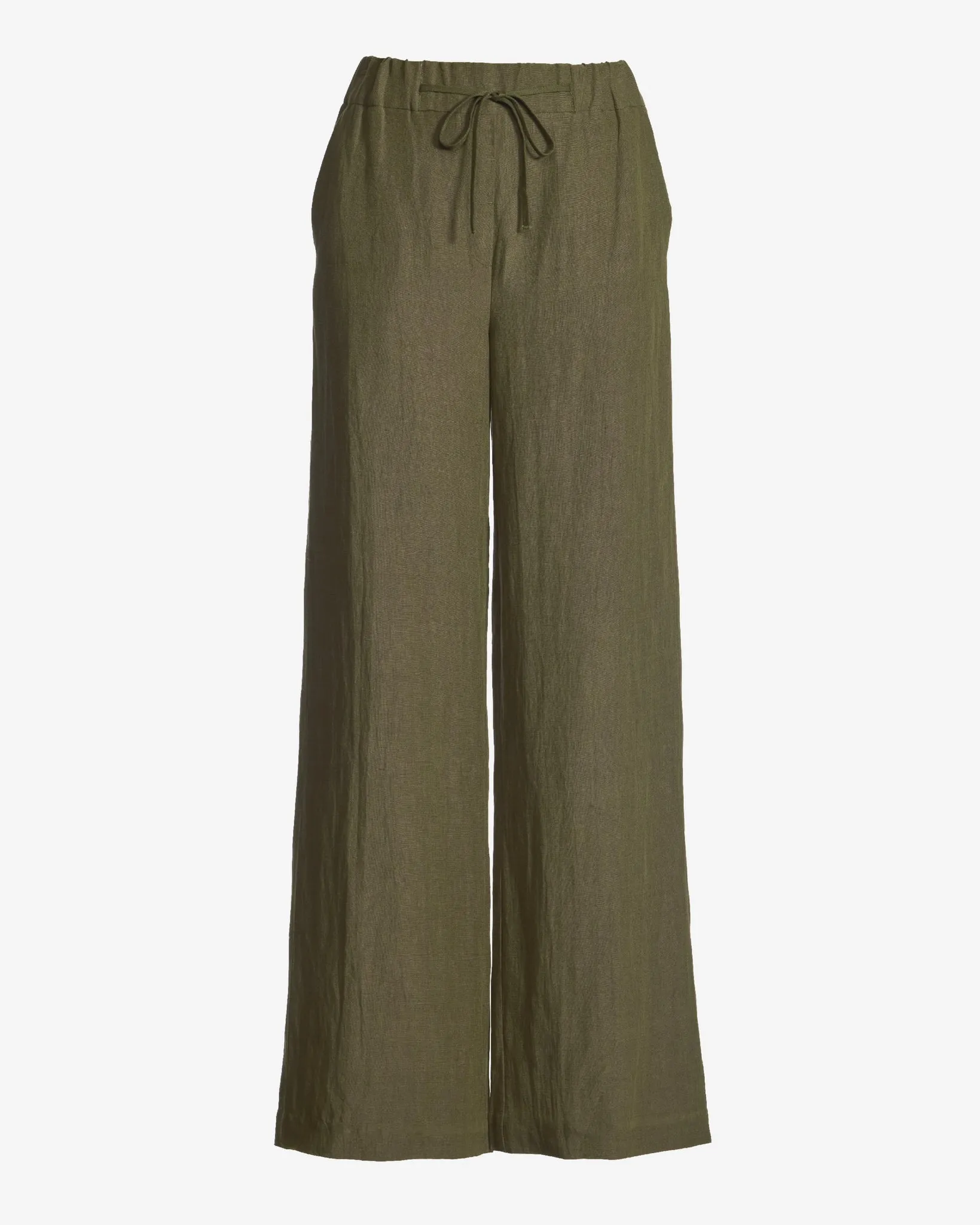 Malibu Wide Leg Drawstring Linen Pant Olive Night sold by Boston Proper product image thumbnail 2