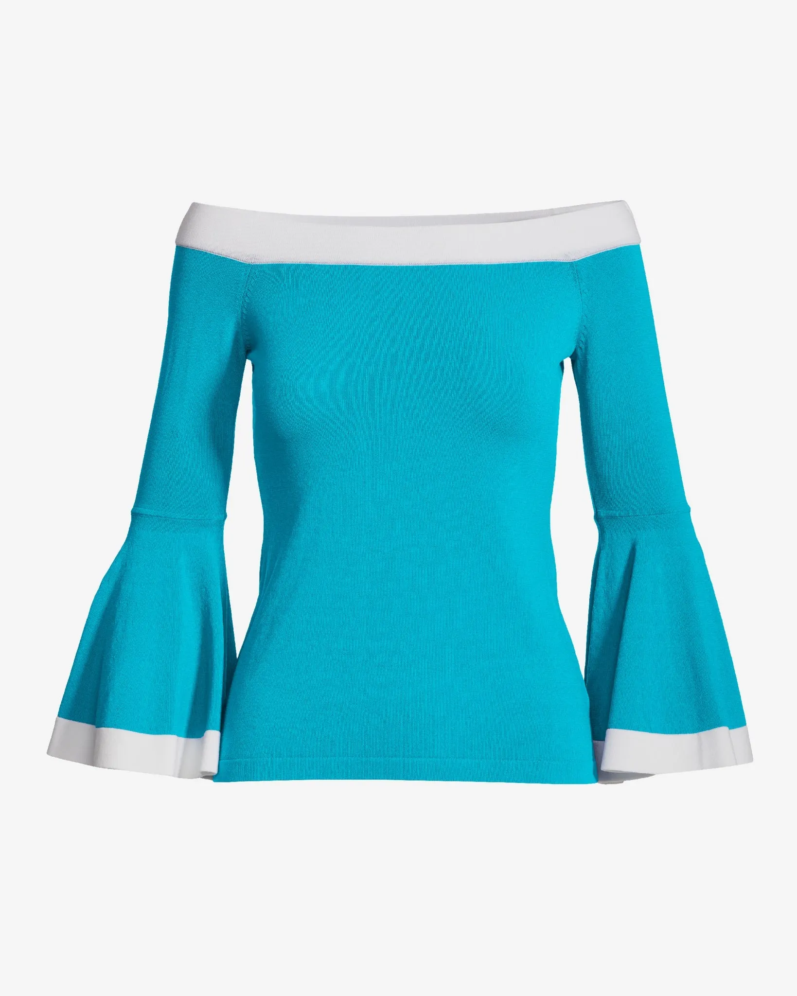 Colorblock Flare Sleeve Sweater Scuba Blue sold by Boston Proper product image thumbnail 2