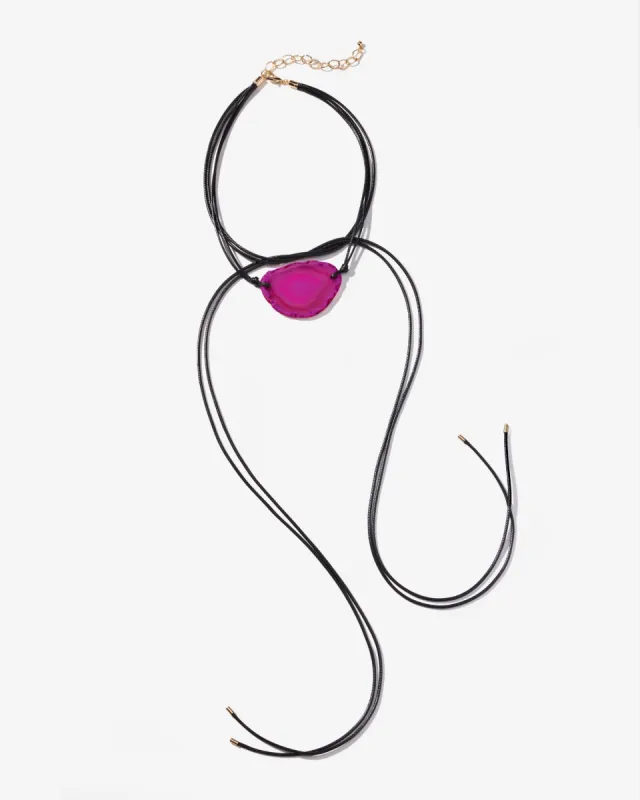 Gold Trim Tie Around Necklace Black sold by Boston Proper