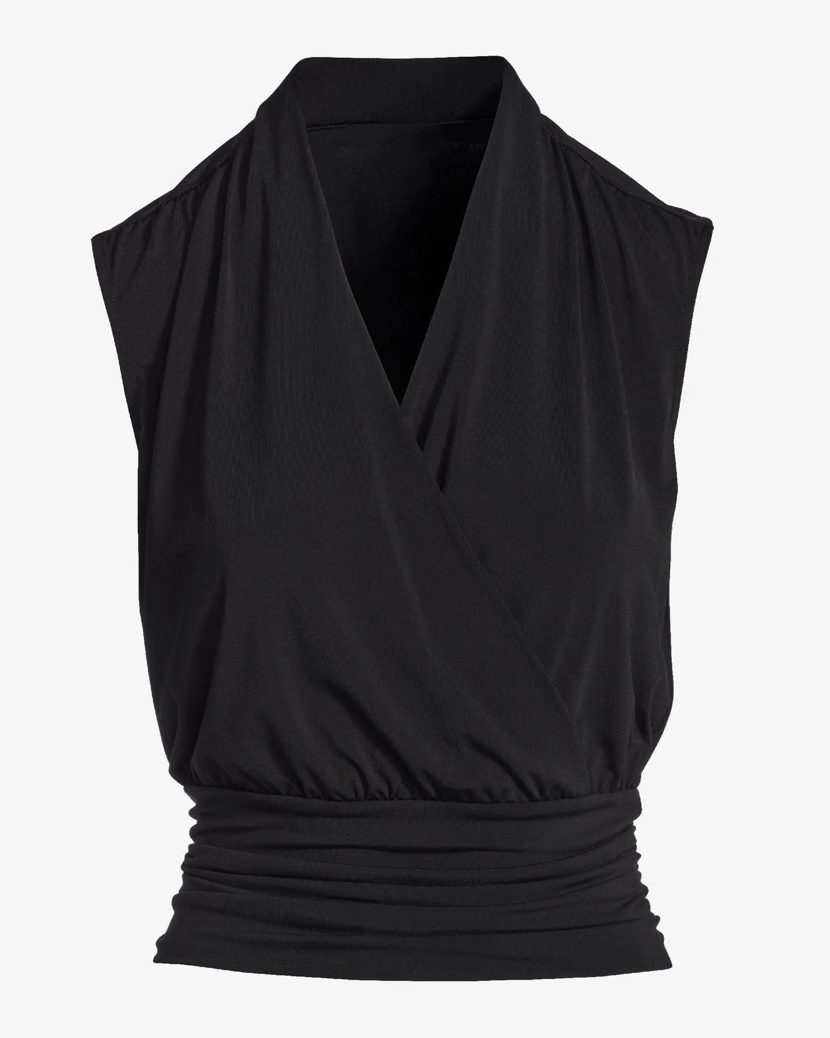 So Chic Cap Sleeve Surplice Blouson Knit Top Proper Black sold by Boston Proper product image thumbnail 2