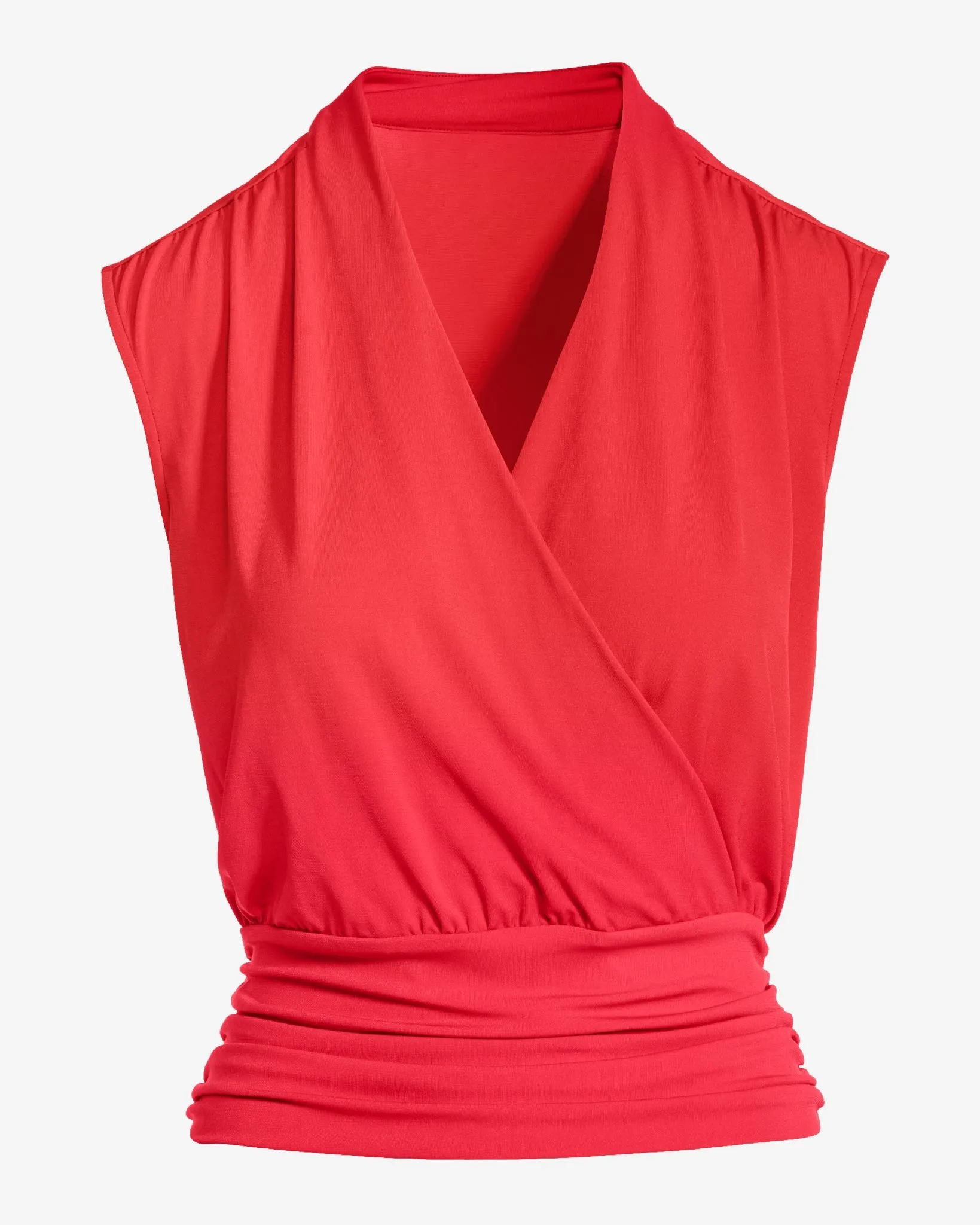 So Chic Cap Sleeve Surplice Blouson Knit Top Hibiscus sold by Boston Proper product image thumbnail 2