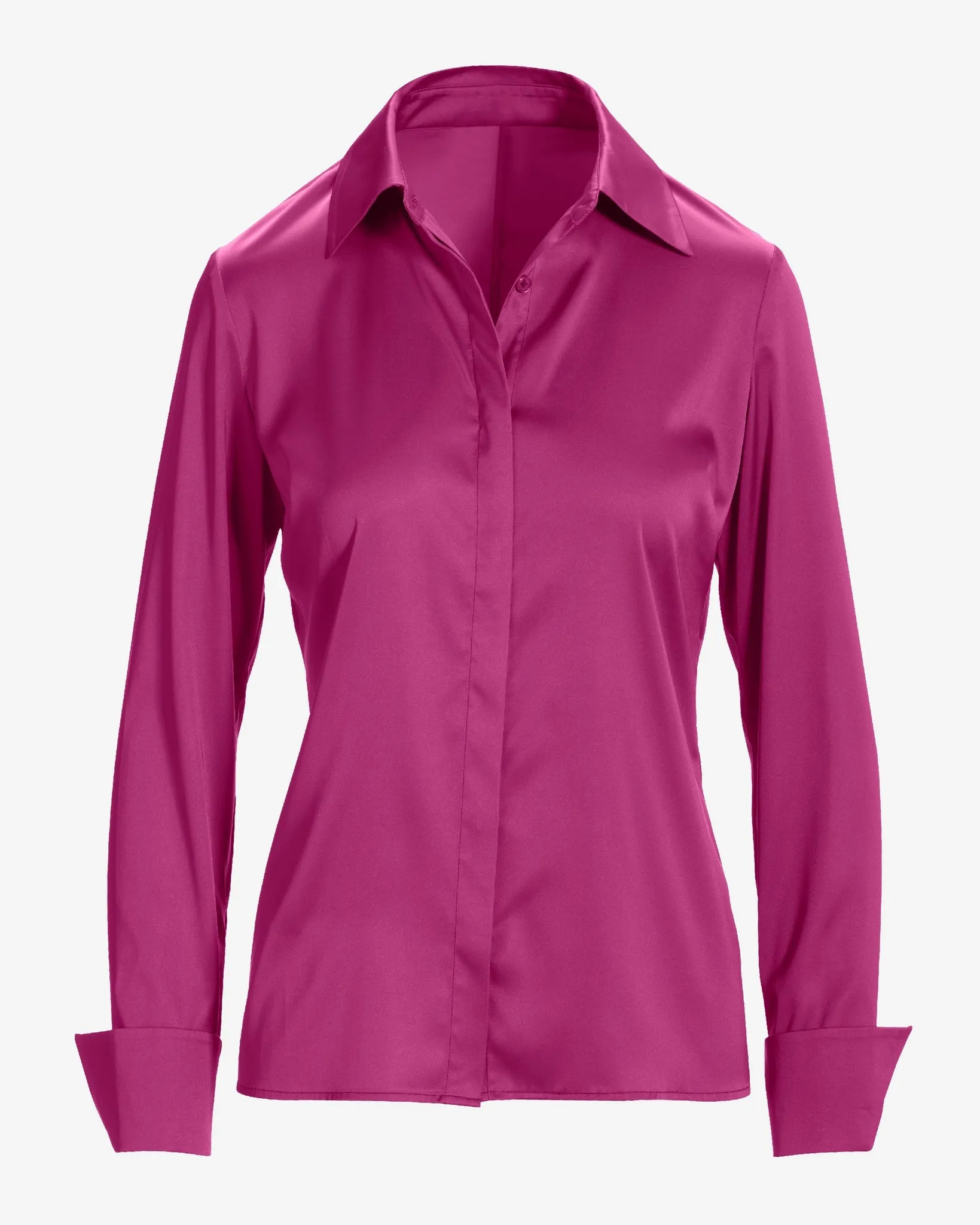 Sophia Button-Up Charmeuse Blouse Festival Fuchsia sold by Boston Proper product image thumbnail 2