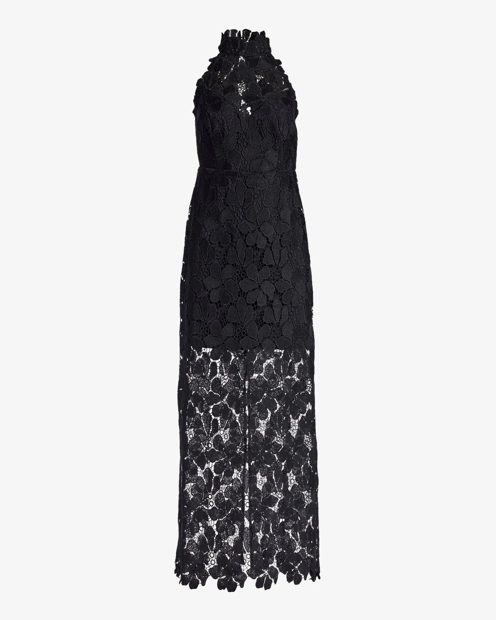 Scallop Detailed Lace Mock Neck Maxi Dress Black sold by Boston Proper product image thumbnail 2