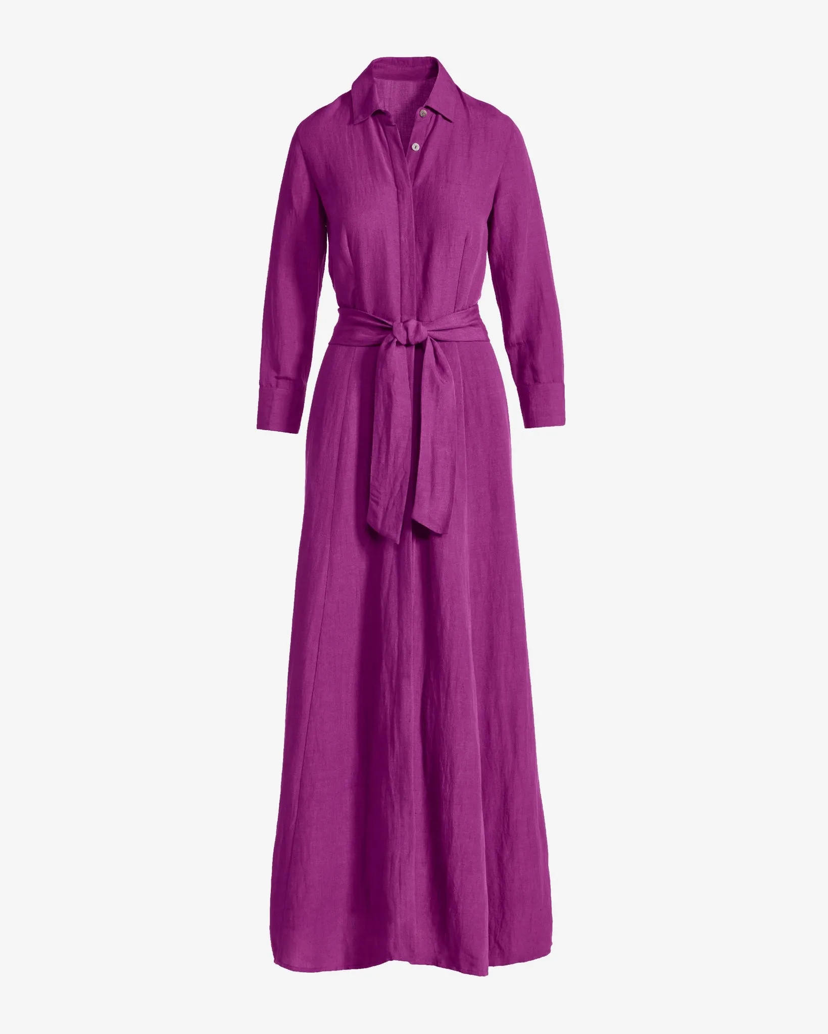 Linen Three Quarter Sleeve Maxi Shirt Dress Hollyhock sold by Boston Proper product image thumbnail 2