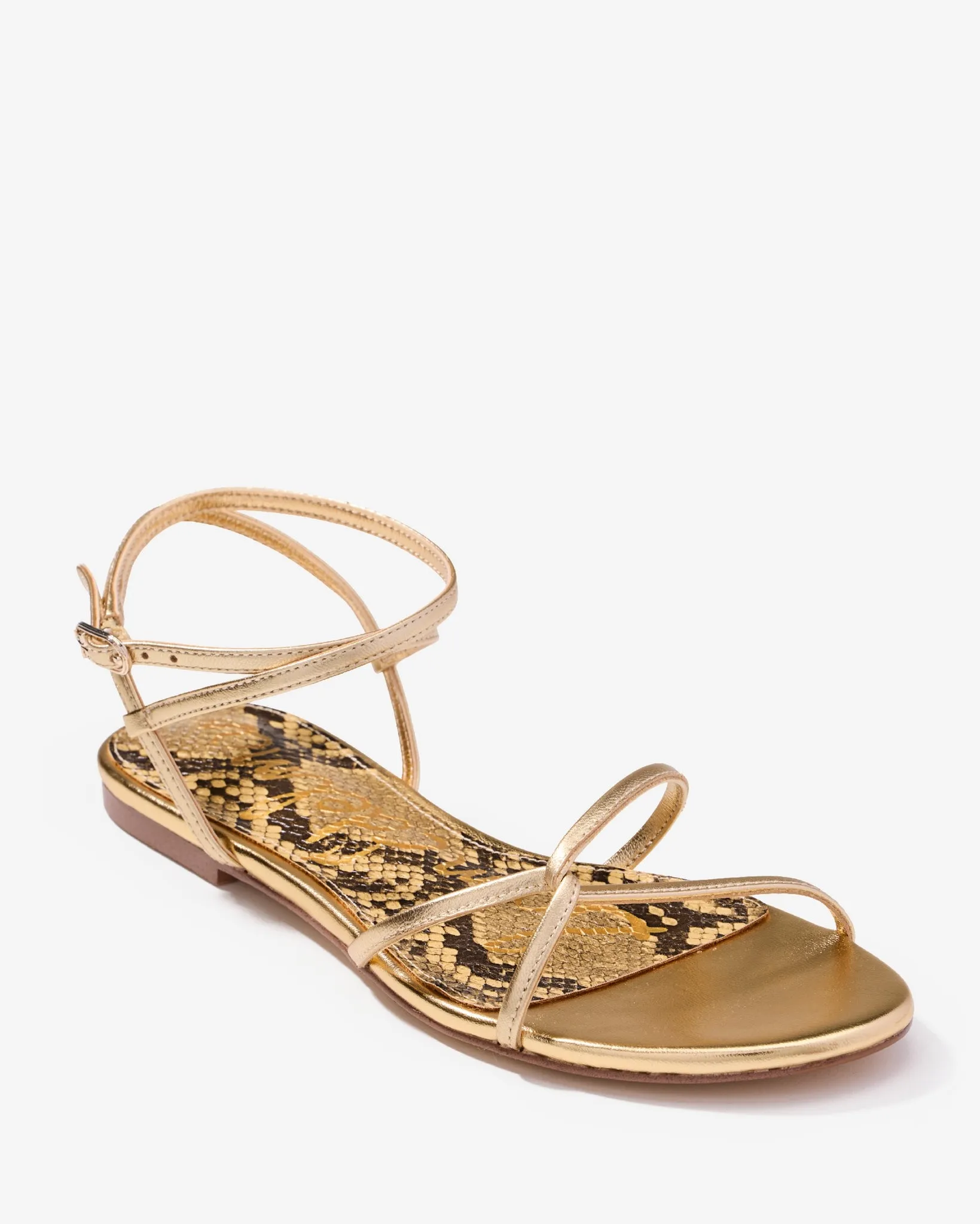 Lace Up Strappy Sandal Gold sold by Boston Proper