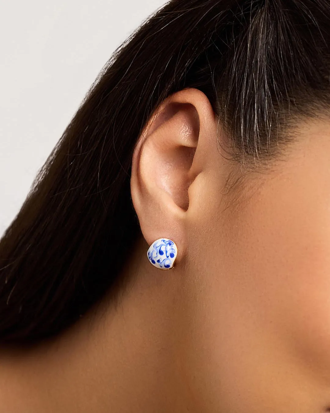 Statement Earrings - Mini Abby Marble Blue sold by Boston Proper product image thumbnail 3