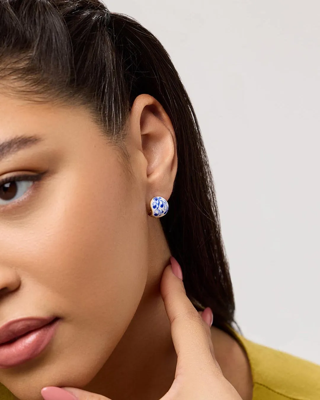 Statement Earrings - Mini Abby Marble Blue sold by Boston Proper product image thumbnail 5