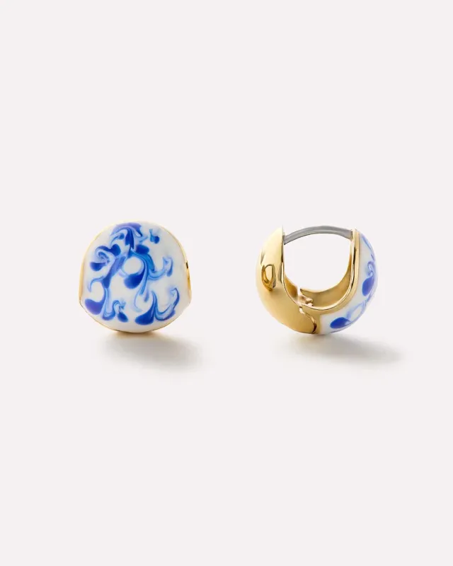 Statement Earrings - Mini Abby Marble Blue sold by Boston Proper