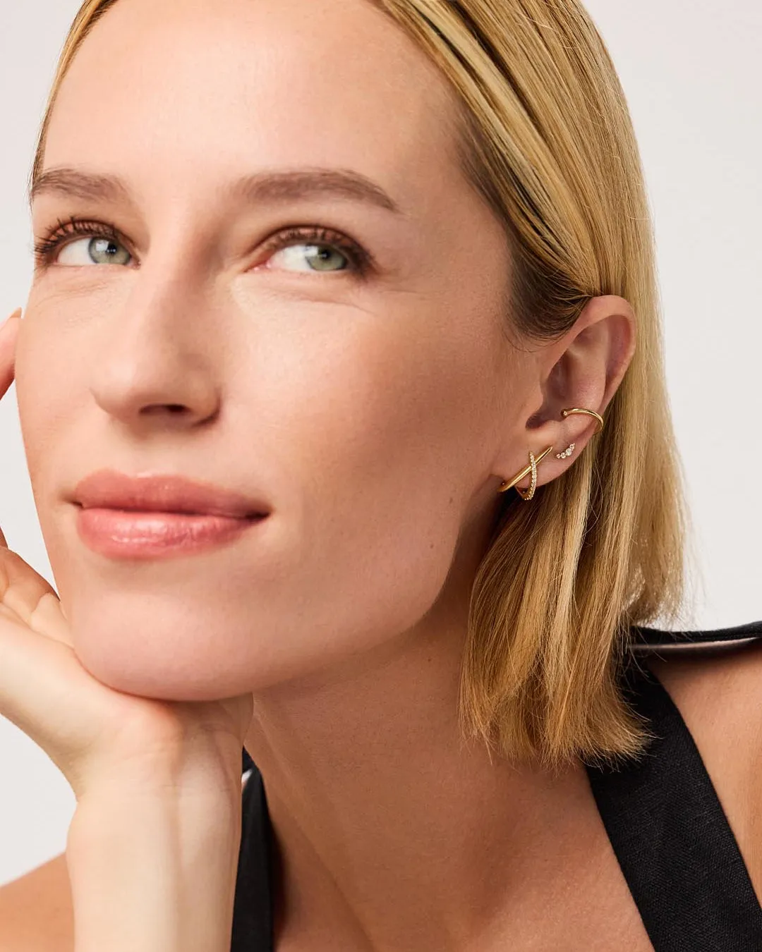 Gold Stud Earrings - Sloane Pave sold by Boston Proper product image thumbnail 2