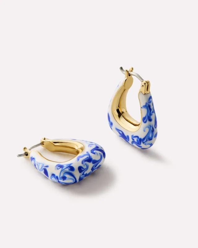 Statement Earrings - Dakota Marble Blue sold by Boston Proper