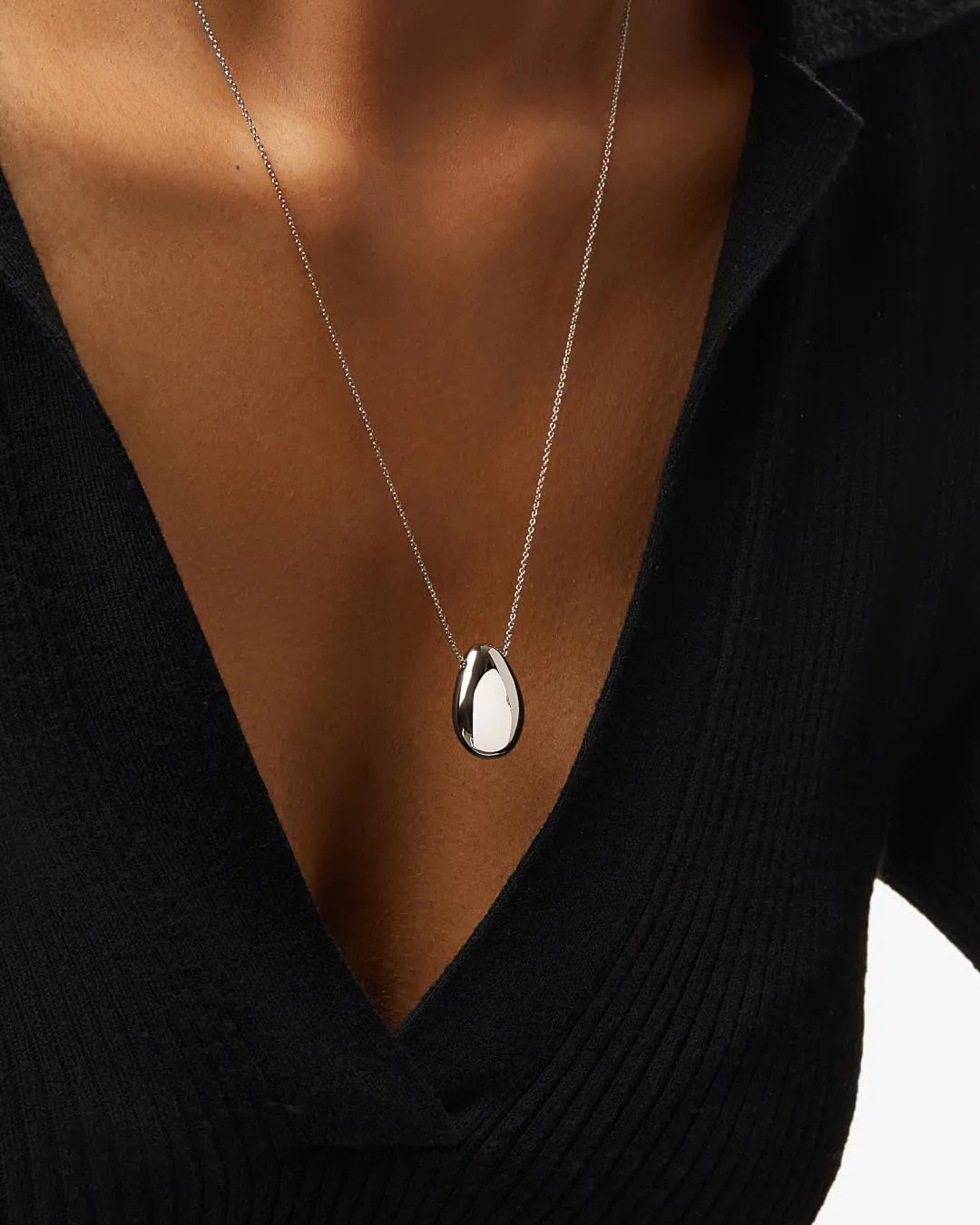 Silver Pendant Necklace - Pebble Silver sold by Boston Proper product image thumbnail 3