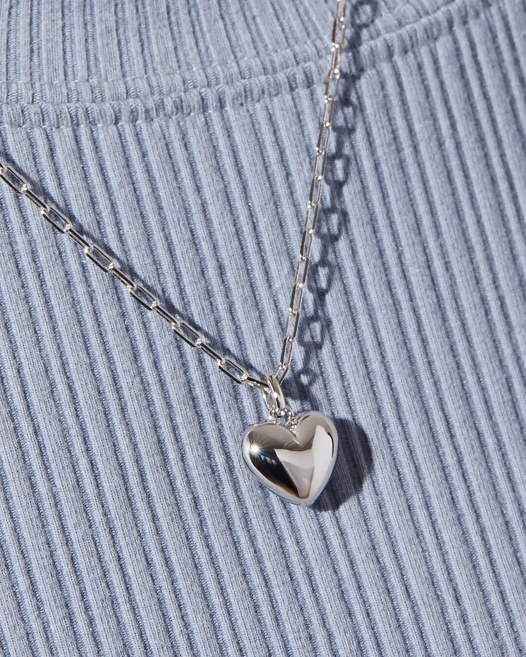 Puffed Heart Necklace - Lev Silver sold by Boston Proper product image thumbnail 4