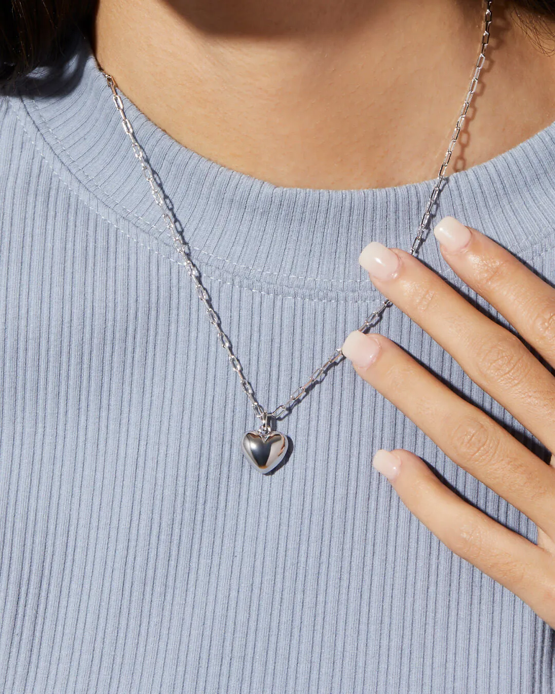 Puffed Heart Necklace - Lev Silver sold by Boston Proper product image thumbnail 2