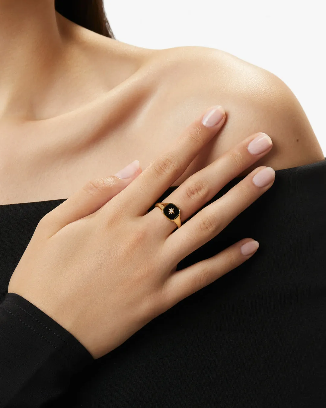 Gold Signet Ring - Amara Black sold by Boston Proper product image thumbnail 5