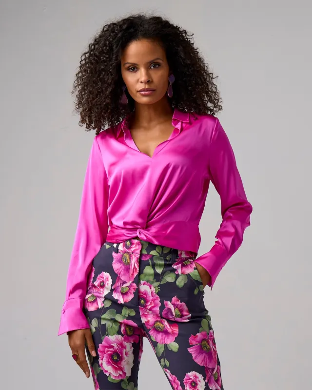Charm Twist Chic Blouse Hot Pink sold by Boston Proper