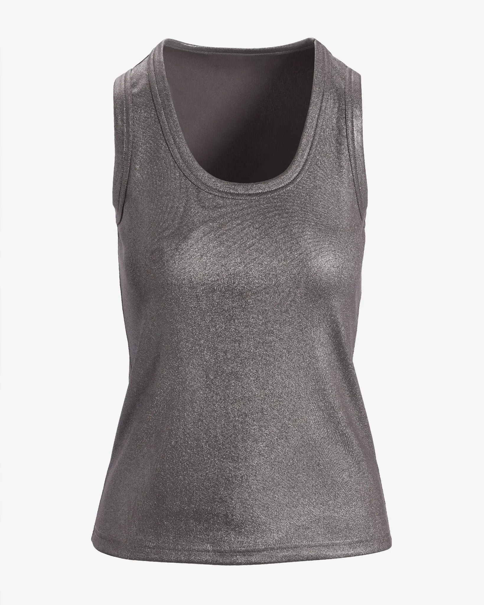 Metallic Scoop Neck Tank Top Gunmetal sold by Boston Proper product image thumbnail 2