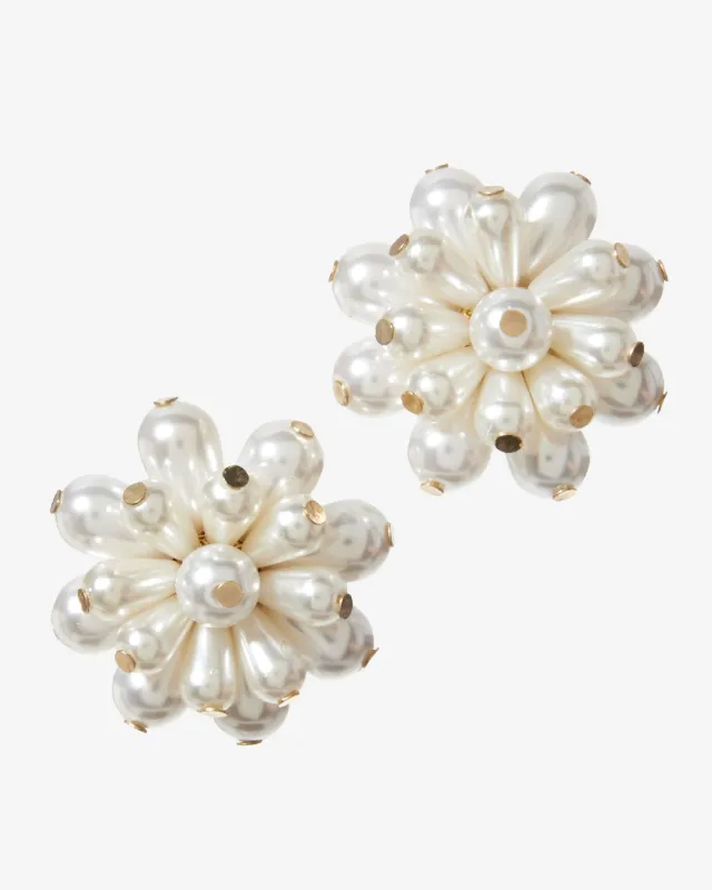 Multi Pearl Stud Earring Off White sold by Boston Proper