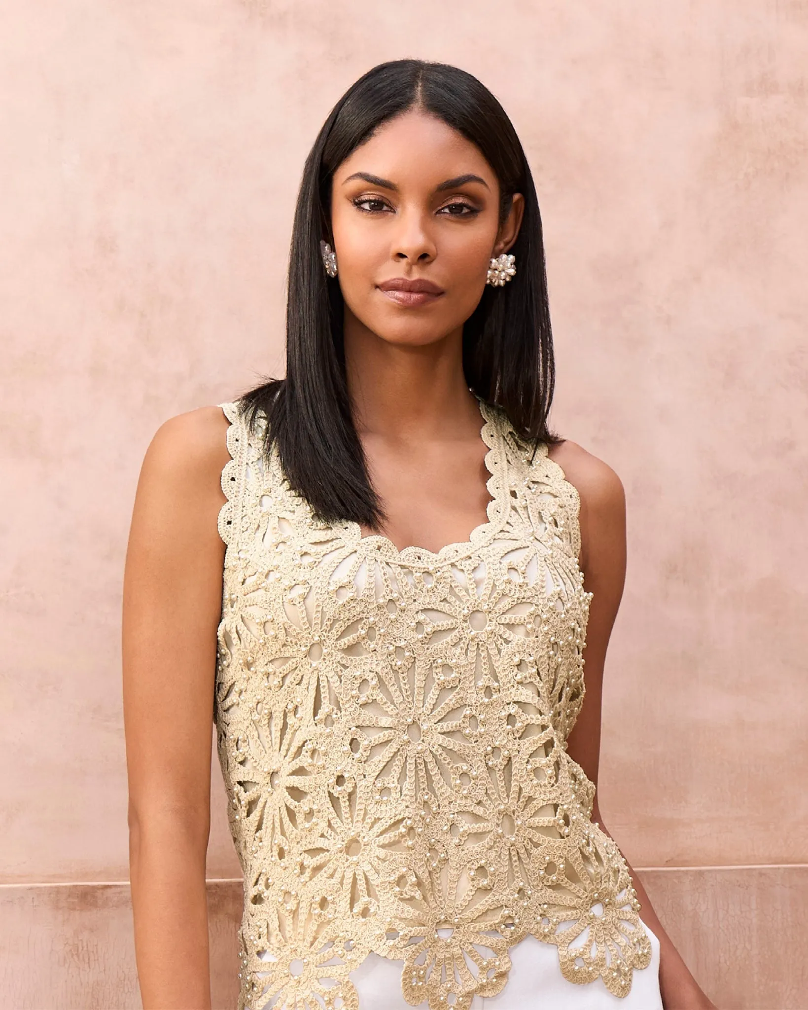 Multi Pearl Stud Earring Off White sold by Boston Proper product image thumbnail 2