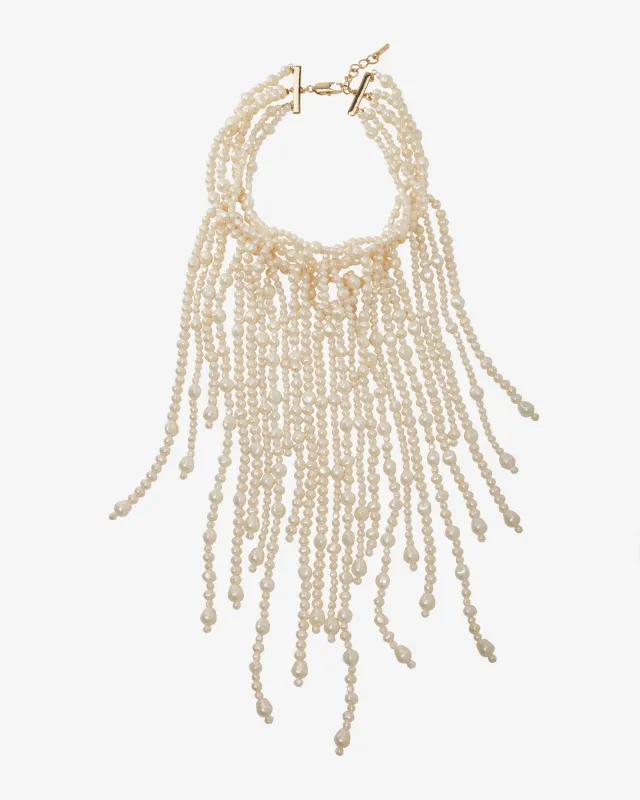 Pearl Layered Drop Necklace Off White sold by Boston Proper