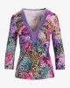 So Chic Abstract Animal Print Embellished V-Neck Top Alexandra Animal sold by Boston Proper