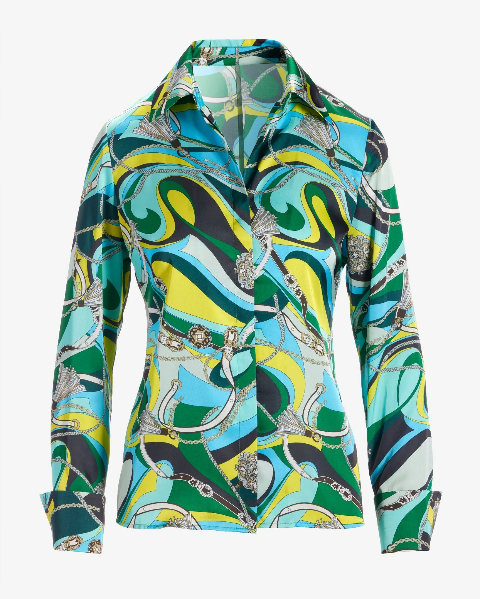 Print Sophia Charmeuse Blouse Abstract Belts sold by Boston Proper product image thumbnail 2