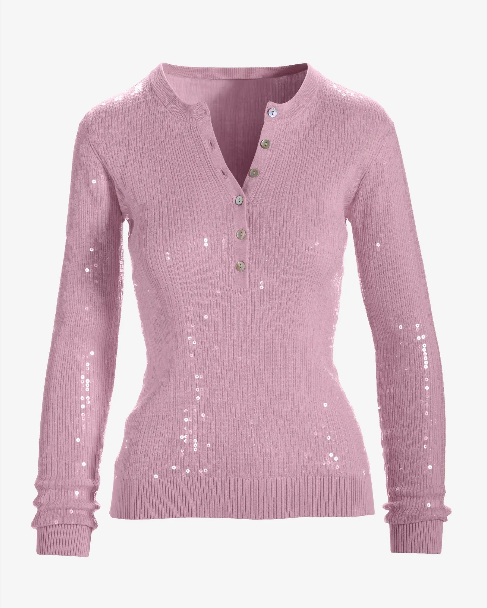 Henley Sequin Long Sleeve Sweater Roseate sold by Boston Proper product image thumbnail 2