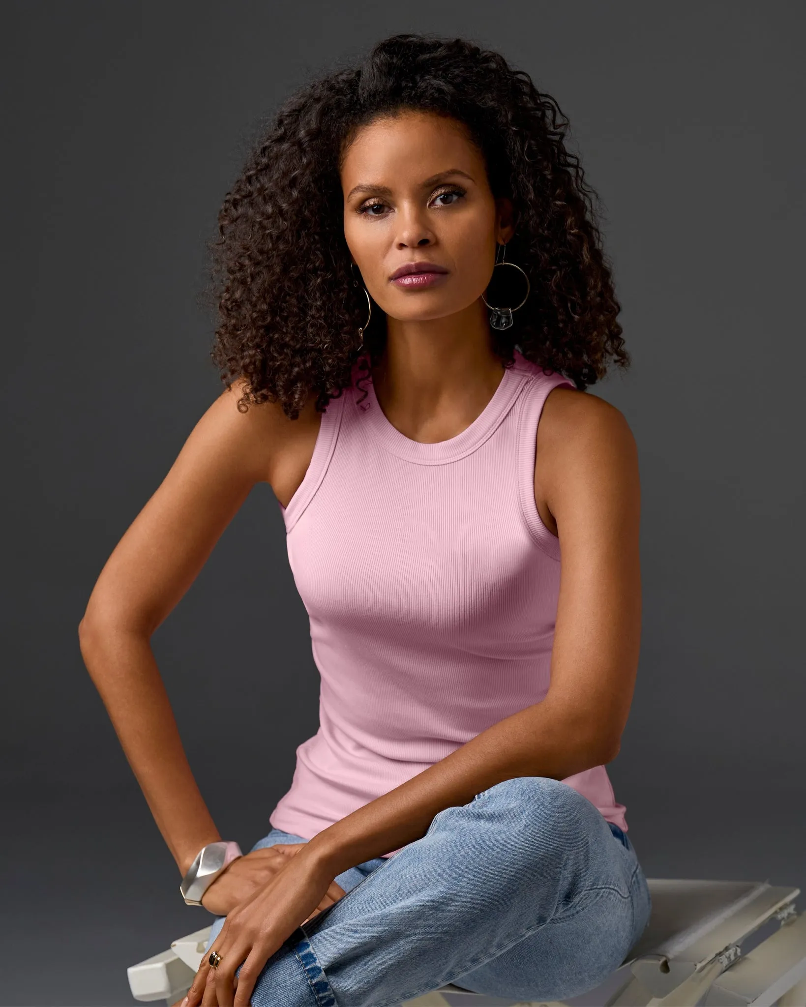 So Essential Ribbed High Neck Top Roseate sold by Boston Proper