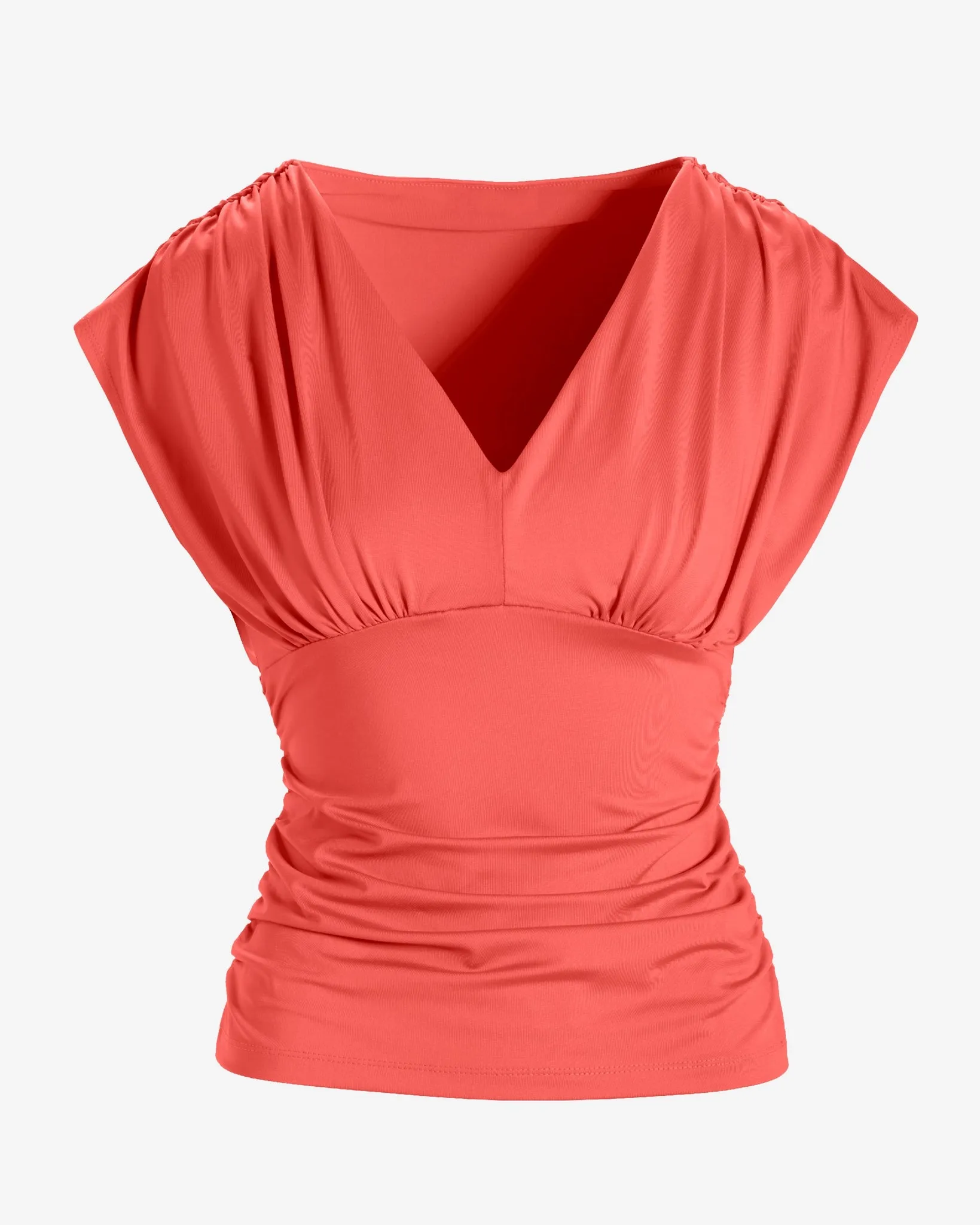 So Modern Ruched V Neck Knit Top Shell Pink sold by Boston Proper product image thumbnail 2