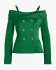 Off The Shoulder Scuba Double Breasted Blazer Monaco Green sold by Boston Proper