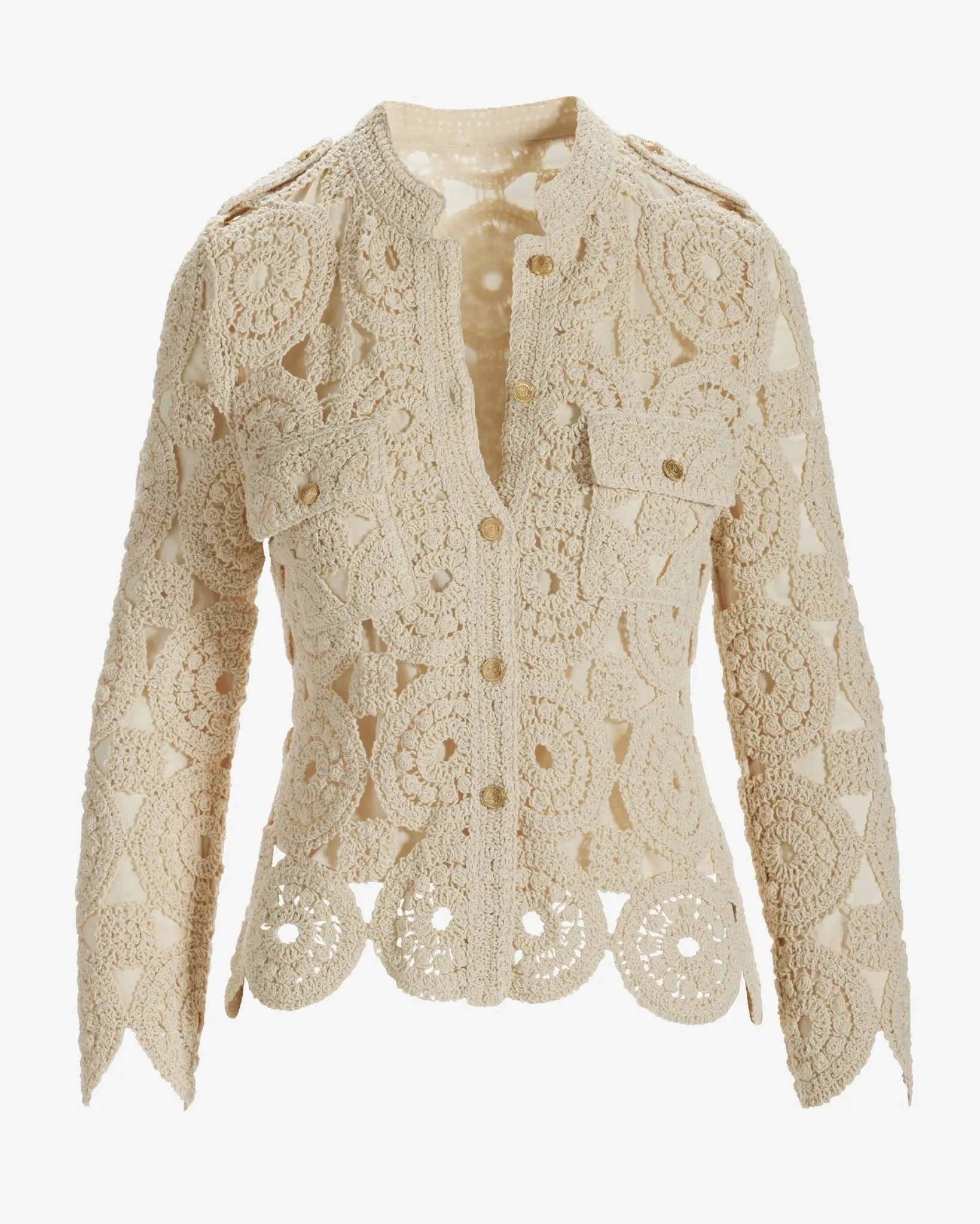 Crochet Three Quarter Sleeve Jacket Natural sold by Boston Proper product image thumbnail 2