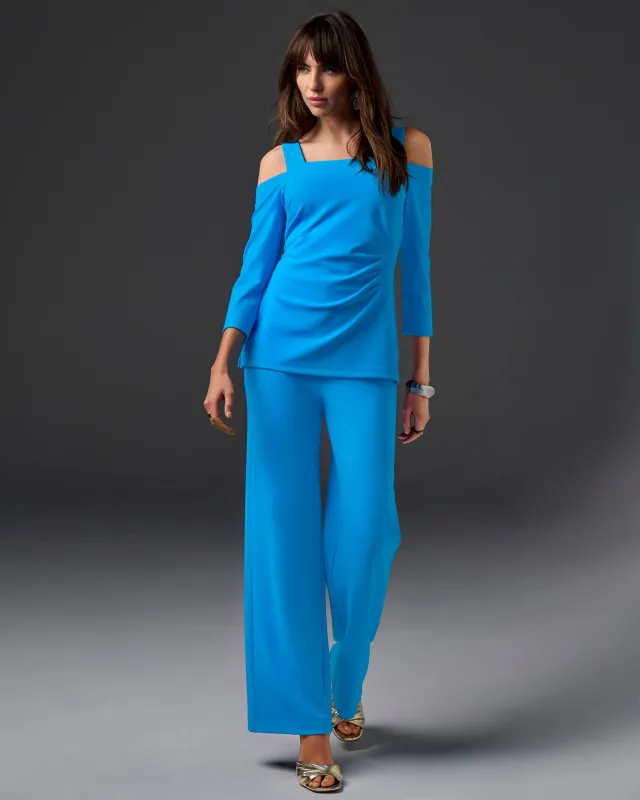 Beyond Travel High Rise Palazzo Pant Malibu Blue sold by Boston Proper