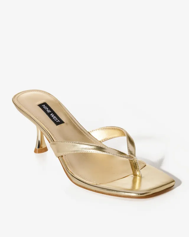 Square Toe Thong Heel Gold sold by Boston Proper
