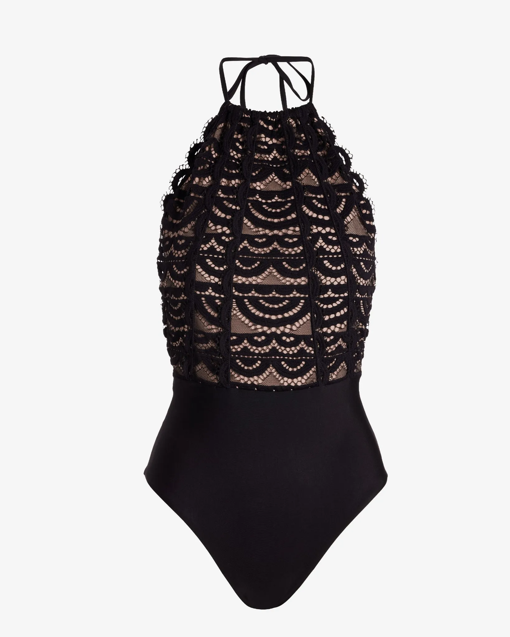 Lace High Neck One Piece Black sold by Boston Proper product image thumbnail 2