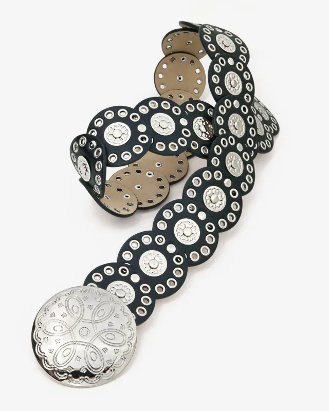 Grommet Detail Belt Black sold by Boston Proper