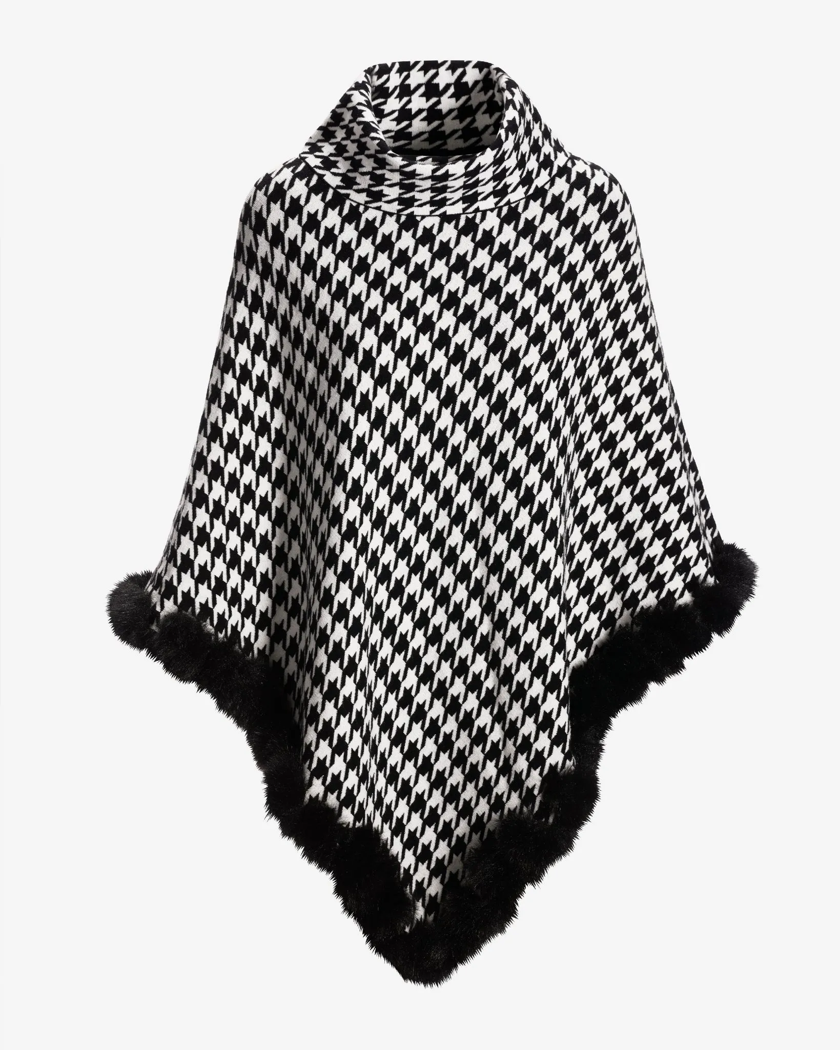 Faux Fur Trim Houndstooth Sweater Poncho Park City Houndstooth sold by Boston Proper product image thumbnail 2
