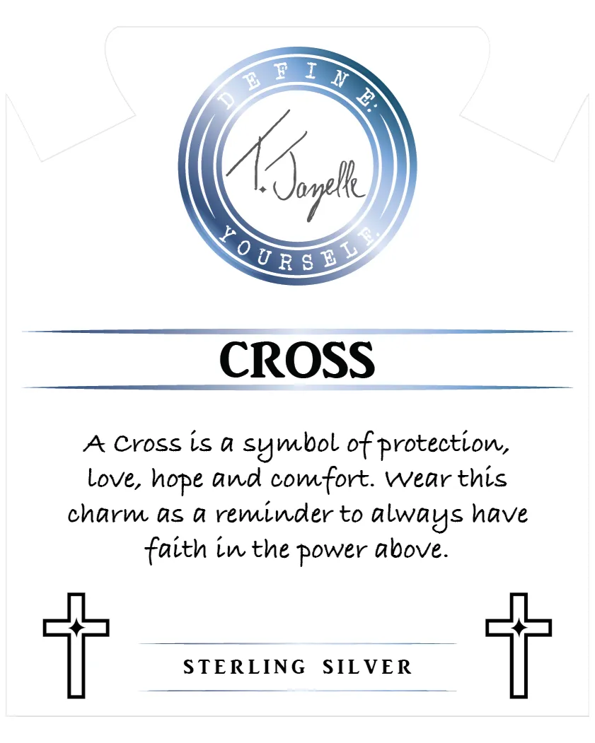 Moonstone Gemstone Bracelet with Cross CZ Sterling Silver Charm sold by Boston Proper product image thumbnail 2